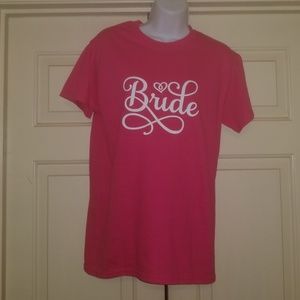 Bride tee shirt pink shirt wedding